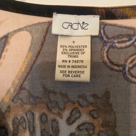 CACHE Dress, Faux Wrap, Cap Sleeve, Leopard/Baroque/Lux print, Pullover - Picture 8 of 14